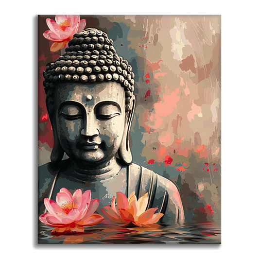 Buddha mit Blume – Malen nach Zahlen