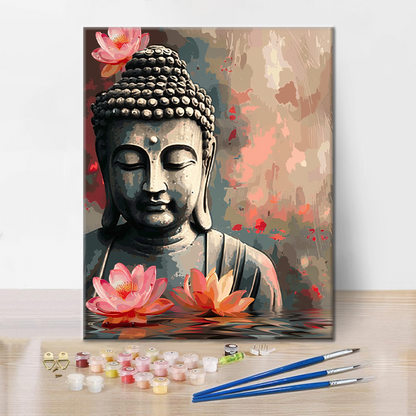 Buddha mit Blume – Malen nach Zahlen