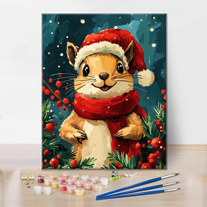 Weihnachtseichhörnchen – Malen nach Zahlen