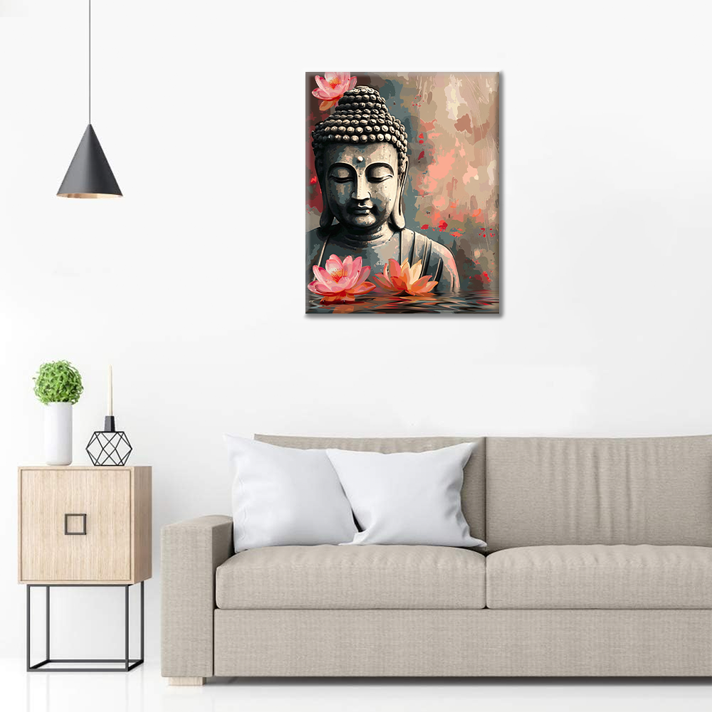 Buddha mit Blume – Malen nach Zahlen